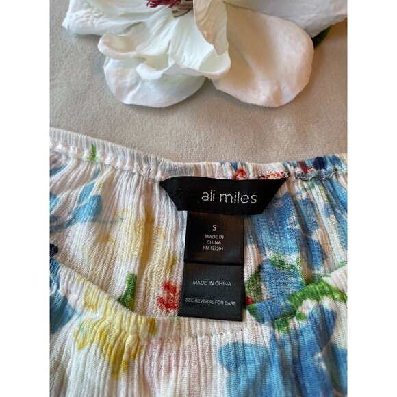 Ali Miles Floral Off-Shoulder Blouse With Tassel Hem Cottagecore Boho Bohemian - Picture 3 of 8